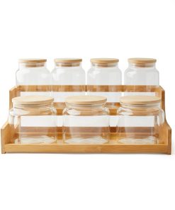 7ct Glass Jars   Wood Organization Shelf by Park Lane