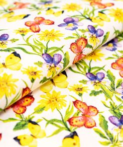 Singer Yellow   Red Butterflies Quilt Cotton Fabric