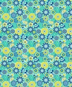 Floral Medallion Aqua Super Snuggle Flannel Fabric