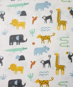 White Animals Nursery Super Snuggle Flannel Fabric