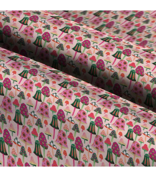 Pink Mushrooms Novelty Cotton Fabric - Image 3