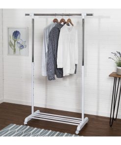 Honey Can Do 48 x 63 Chrome   White Adjustable Rolling Clothes Rack
