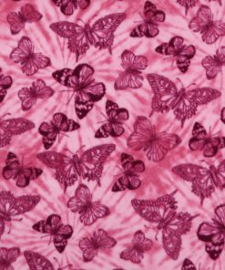 Pink Butterflies on Tie Dye Anti Pill Fleece Fabric