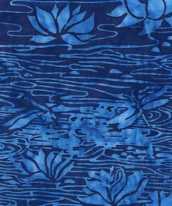 Blue Water Lilies Batik Cotton Fabric