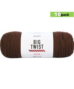10pk Solid Chocolate Medium Weight Acrylic 380yd Value Yarn by Big Twist