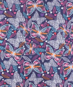 Butterfly Outlines on Purple Anti Pill Fleece Fabric