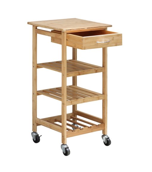 Oceanstar 14.5 Bamboo Kitchen Trolley - Image 2