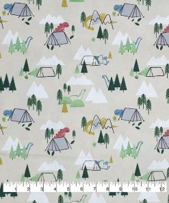 Watercolor Camping Dinos Super Snuggle Flannel Fabric