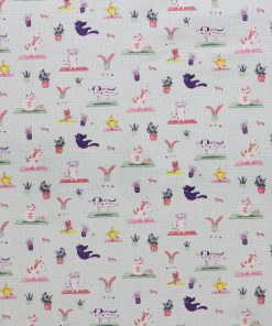 Pets Doing Yoga Teal Keepsake Cotton Fabric