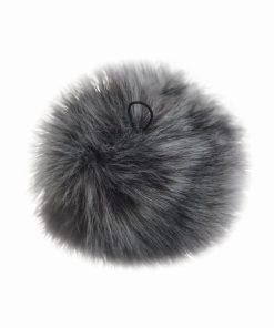 5  Gray Wolf Faux Fur Pom   Loop by K+C