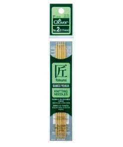 Clover 5 Bamboo Size 2 Double Point Knitting Needle Set 5ct