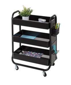 Honey Can Do 26 x 32 Black Craft Cart With Wheels   Metal Basket