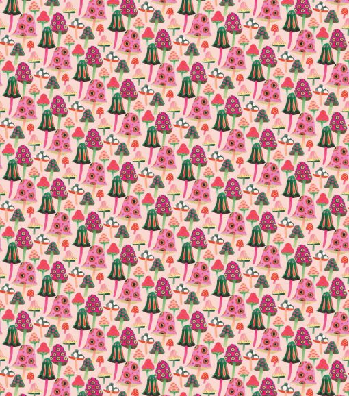Pink Mushrooms Novelty Cotton Fabric - Image 2