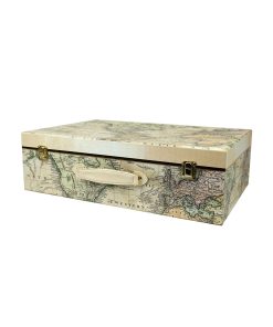 20 Antique Map Suitcase Box With Handle
