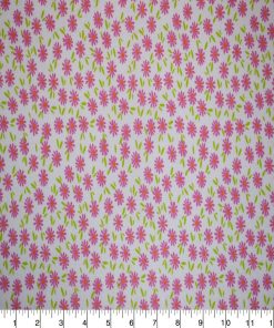 Pink Packed Ditsy Floral on White Cotton Fabric by Quilter s Showcase