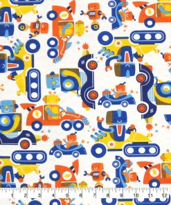 Racing Robots Super Snuggle Flannel Fabric