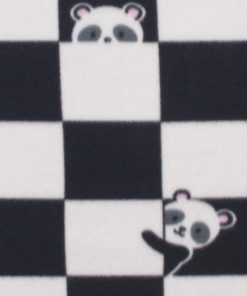 Black   White Checkerboard With Pandas Blizzard Fleece Fabric