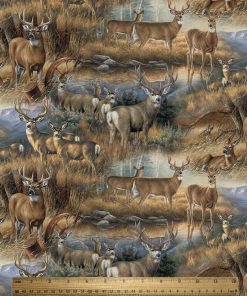 David Textiles Brown Deer Glance Novelty Cotton Fabric