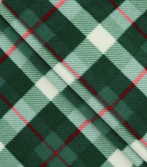 Green Plaid Anti Pill Fleece Fabric - Image 2