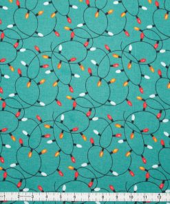 String Lights on Blue Super Snuggle Christmas Flannel Fabric