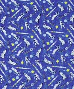Rocket Ships   Astronauts Super Snuggle Flannel Fabric