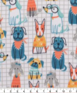 Blizzard Fleece Fabric Cool Dogs on Grid