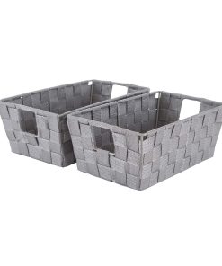 Simplify 6.5 x 11 Small Woven Storage Shelf Basket 2pk