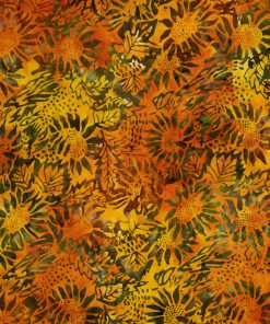 Orange   Yellow Sunflower Garden Batik Cotton Fabric