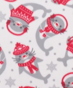 White Seals Blizzard Fleece Fabric