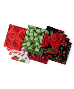 18 x 22 Hi Fashion Batik Rose Cotton Fabric Quarter Bundles 12pc