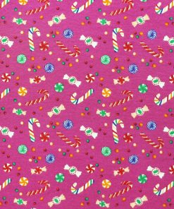 Candies on Pink Super Snuggle Christmas Flannel Fabric
