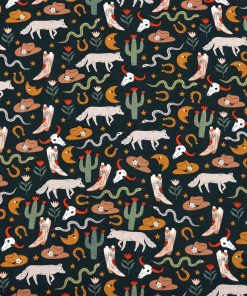 Western Icons On Black Super Snuggle Flannel Fabric