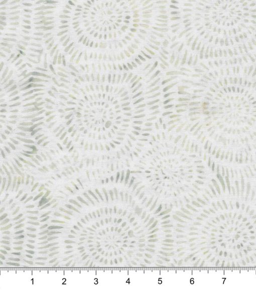 Swirls on White Batik Cotton Fabric - Image 2