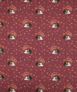Turkeys On Maroon Cotton Fabric