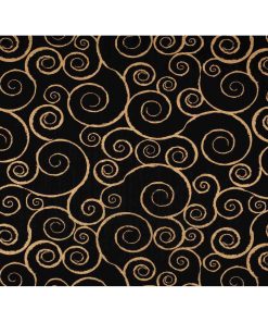 Swirls on Black Quilt Metallic Cotton Fabric by Keepsake Calico