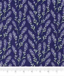 Singer Purple Lilac on Blue Quilt Cotton Fabric