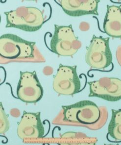 Avocato on Blue Blizzard Fleece Fabric