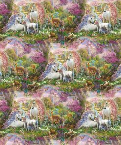 David Textiles Fairytale White Horses   Animals Novelty Cotton Fabric