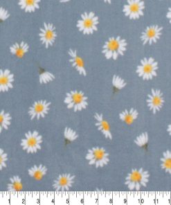 Daisies on Blue Anti Pill Fleece Fabric