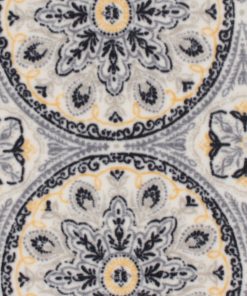 Gray   Yellow Medallions Anti Pill Fleece Fabric