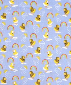 Ducks In Raincoats on Purple Novelty Cotton Fabric