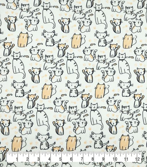 Sketch Cat Super Snuggle Flannel Fabric - Image 2