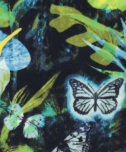 Tropical Floral on Black Anti Pill Plush Fleece Fabric