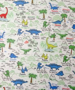Green Dinosaur Map Super Snuggle Flannel Fabric