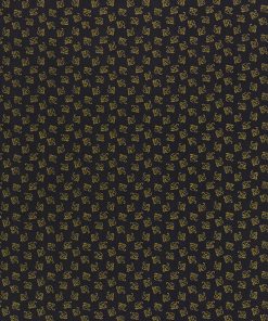 Outline Leaves Gray Harvest Metallic Cotton Fabric