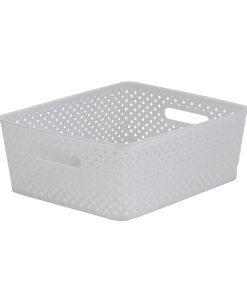 Simplify 14 x 5 Resin Wicker Storage Bin With Handles