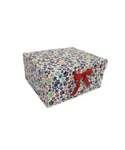 14.5 Dog Prints on White Flip Top Box With Bow by Place   Time