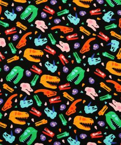 Multicolor Dinosouar Heads Super Snuggle Flannel Fabric by POP!