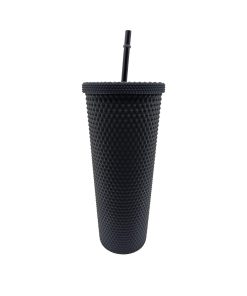 24oz Black Textured Tumbler With Straw by Happy