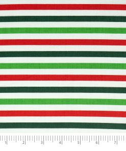 Singer Green   Red Stripes Christmas Cotton Fabric